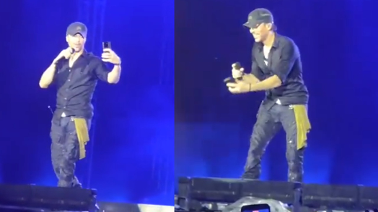VIDEO: Fan Throws Phone at Enrique Iglesias; Singer Takes Selfie Before Giving it Back