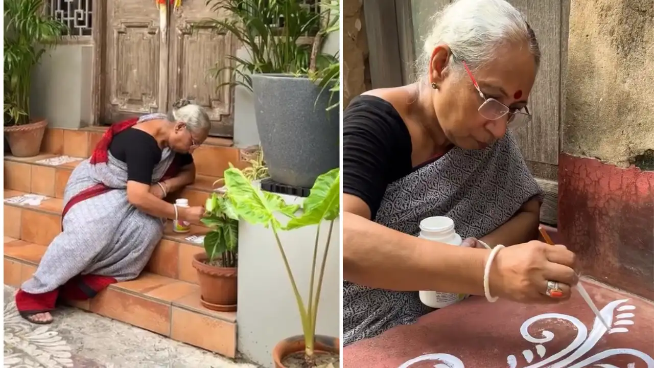 The Alpona Artist of Kolkata: How 72-Year-Old Ratnabali Ghosh Is Painting Happiness on the Streets The Alpona Artist of Kolkata: How 72-Year-Old Ratnabali Ghosh Is Painting Happiness on the Streets