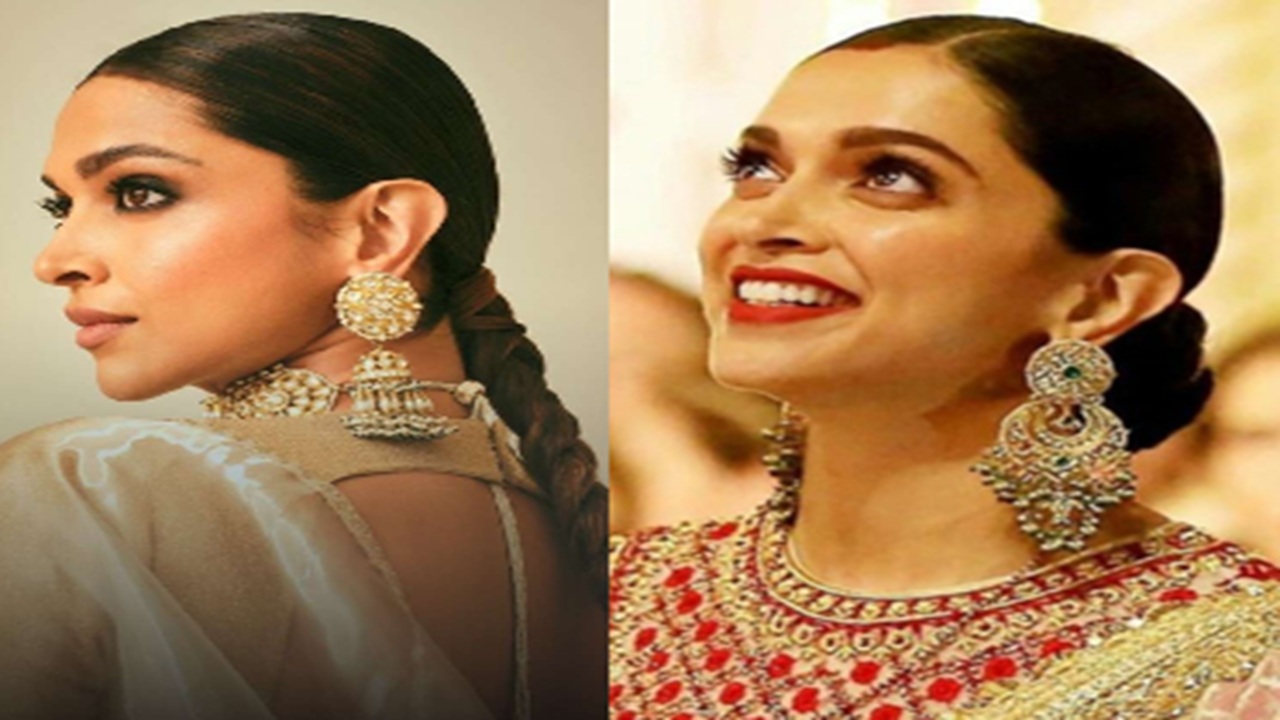 Deepika keeps experimenting the looks. She wears long earrings, which highlight her face. Ramleela style Jhumkas looks stunning in a Punjabi dress or on Anarkali.