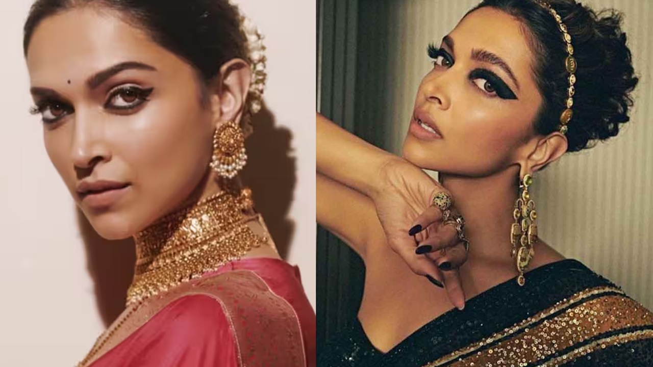 Deepika Padukone loves wearing traditional Jhumkas and her style statement you could definitely follow as everybody gets inspired by her fashion sense. These golden Jhumkas with moti hanging down look absolutely stunning in traditional sarees.