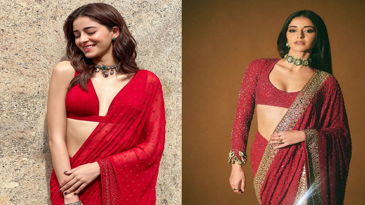 Ananya Pandey giving classy vibes from her saree looks. She has given a modern touch with an attractive look.