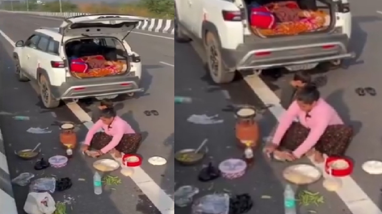 Couple Cooks Food On National Highway, Sparks Debate On Civic Sense Among Netizens