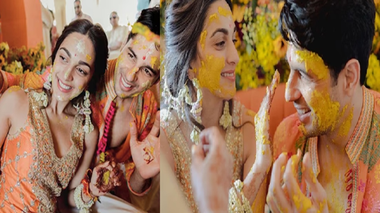 Kiara Advani's Haldi look was attractive. She wore an orange Punjabi suit. Beautiful flower ornaments were captivating and her look was still simple but too classy.