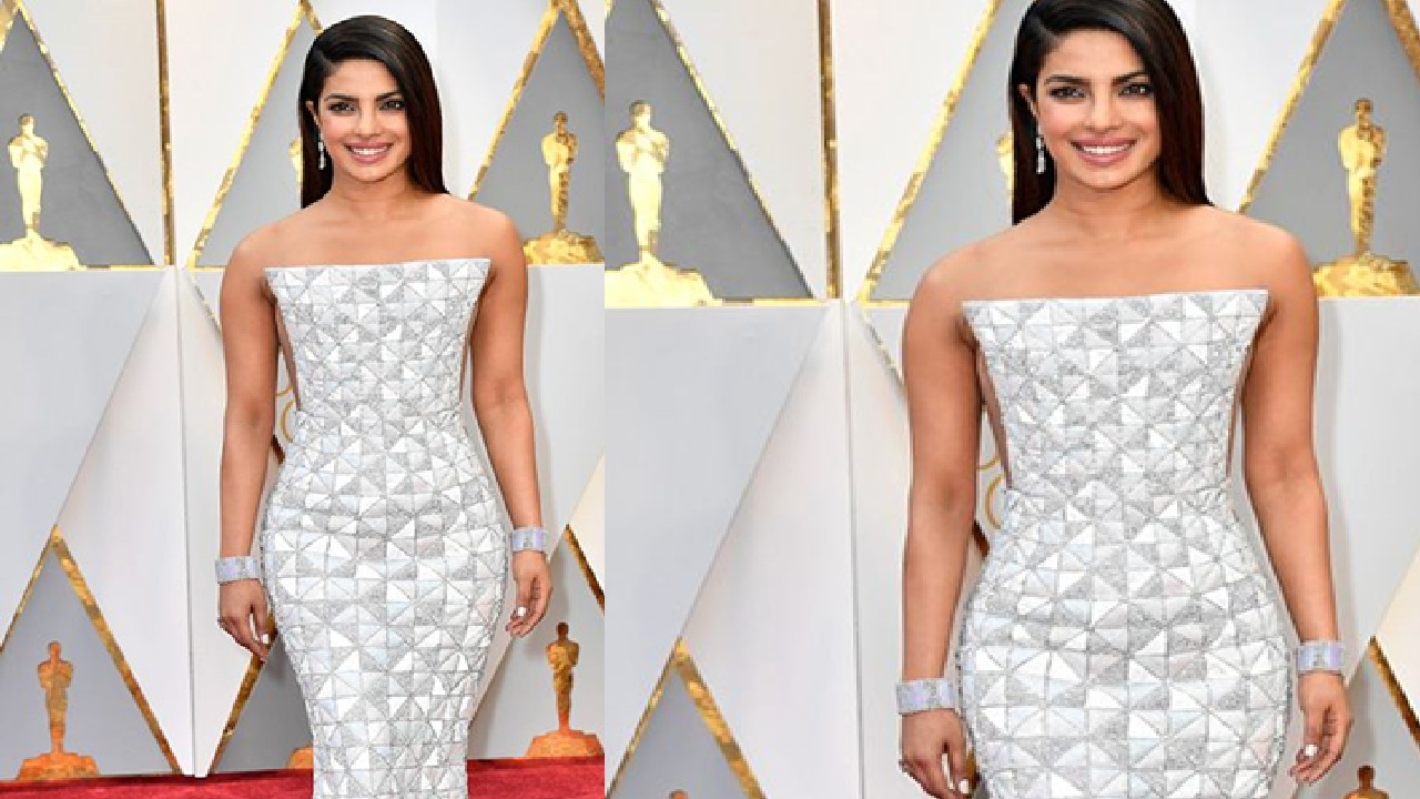 If you want to try something new, then Priyanka's patchwork styled off shoulder gown could be a great choice.