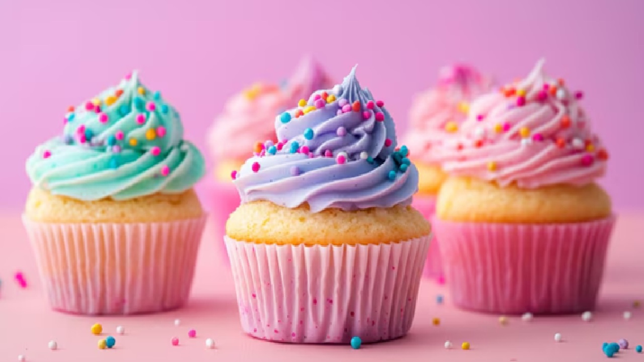 On top of cream cheese frosting, write the word 'love' using tiny letter sprinkles, surrounded by little red hearts to make it unique.