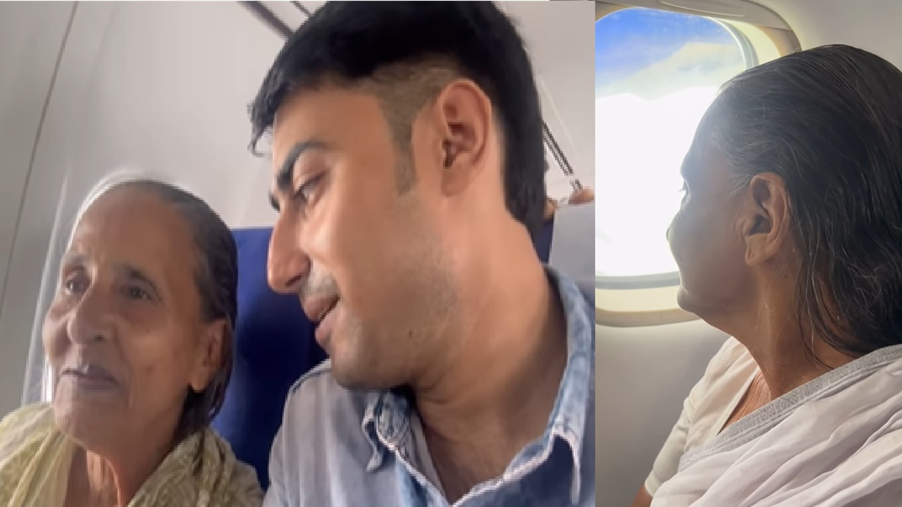 First Ever Flight! Man Travels With His 84 Year Old Grandmother, Video Wins Praise Online