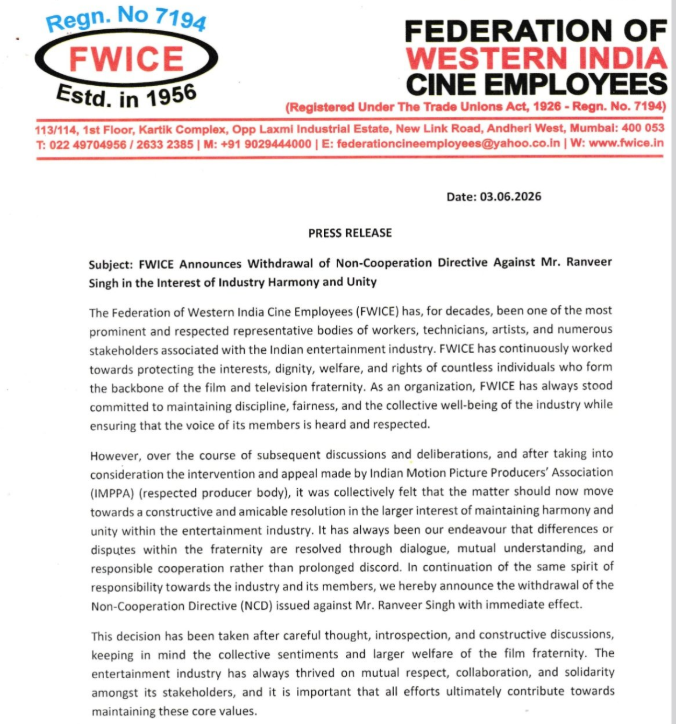 FWICE Press Release