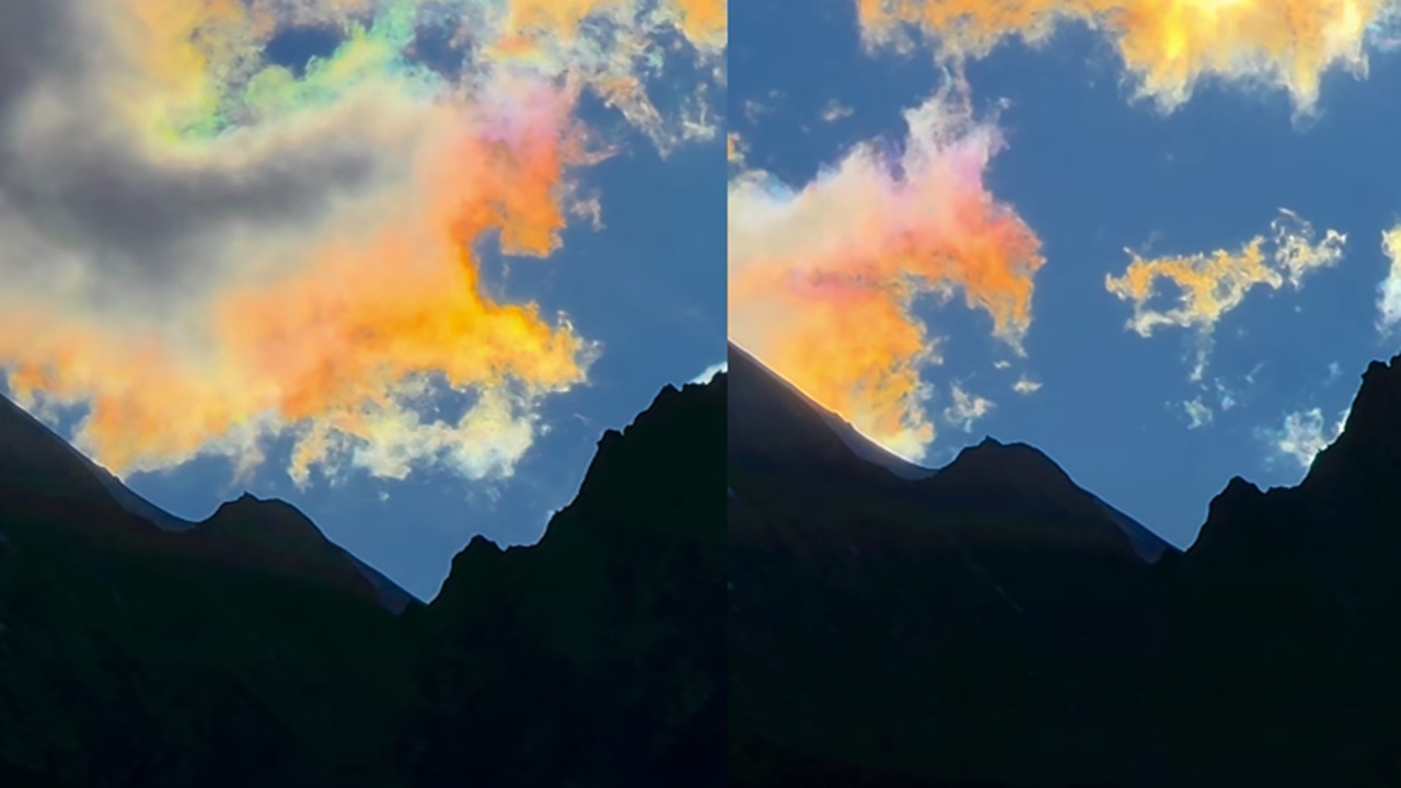 Watch: Dreamy Rainbow Clouds Light Up Ladakh's Sky in Rare Pink, Green and Blue Shades