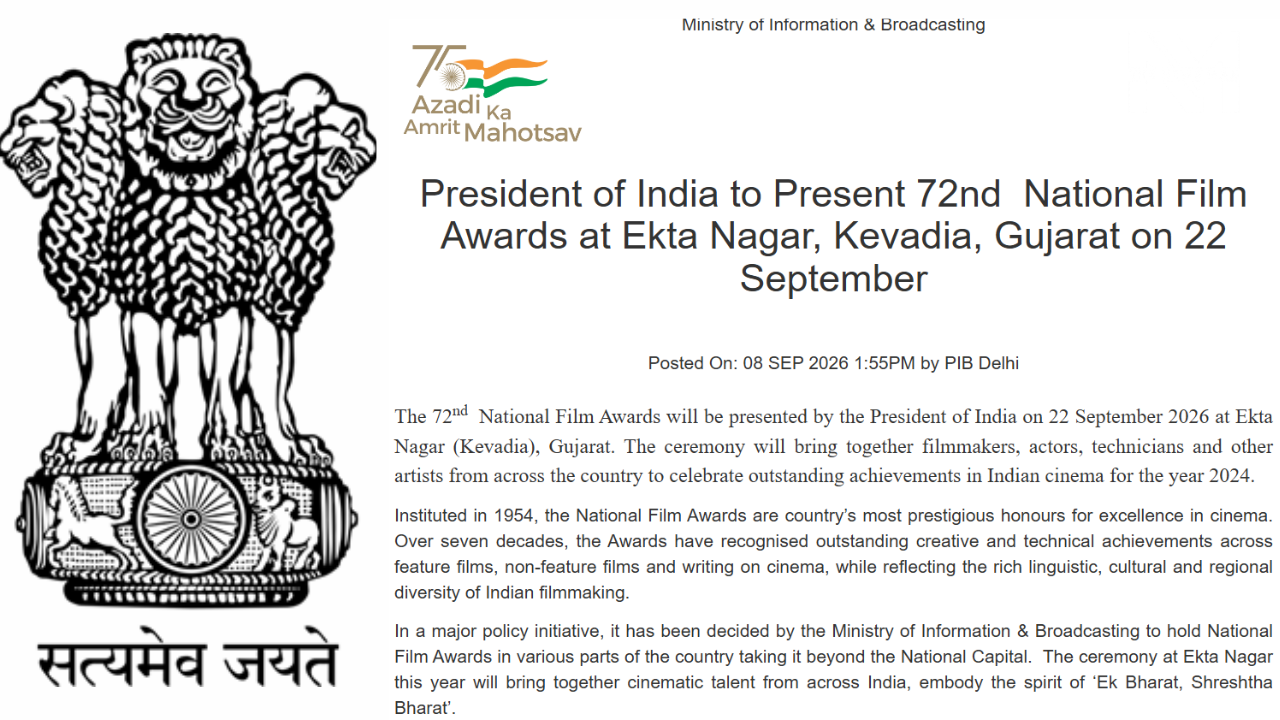 National Film Awards to be Held in Gujarat, Not Delhi; Ministry of Information & Broadcasting Shares Statement